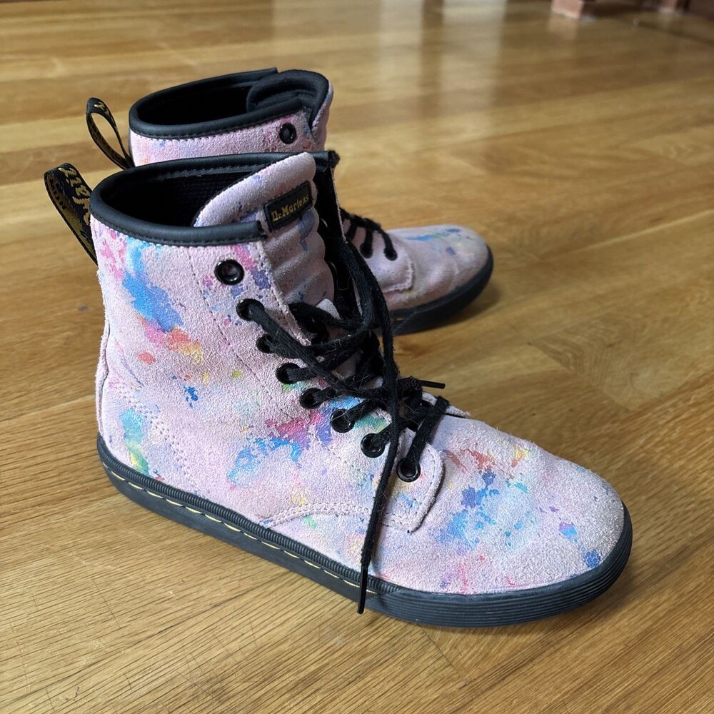 Dr. Martens air Wair Women's Pink Sheridan Rainbow Suede Boot Size 6L